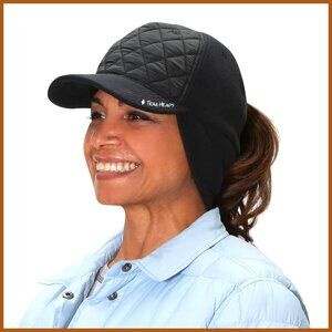 Winter Ponytail Hat with Drop Down Fleece Ear Warmers, Primaloft Insulation